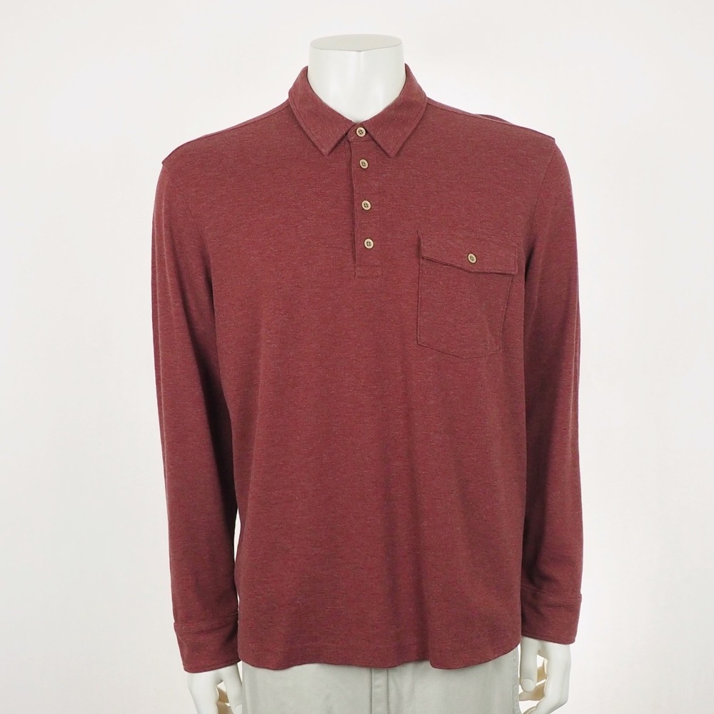 Untuckit Matthieu Polo Shirt Mens XL Heather Red Cotton Blend Regular Fit Pocket